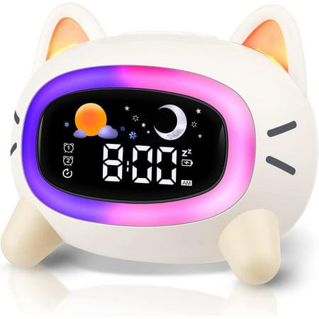 Hansang Kids Alarm Clock,Ok to Wake Clock with Sleep Training, Night Light,Beige Digital Clock