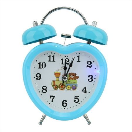 Heart-Shaped Night Luminous Alarm Clock Double Bell Alarm Clock Bedside Clock Blue Daboolka