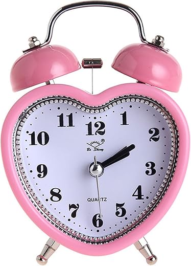 Heart Shape Alarm Clock No Ticking Light for Time Clocks for Kids Girls Bedroom Snooze Wake Up Clocks Gift Supplies