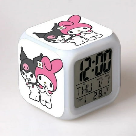 Hello Kitty Alarm Clock Girl Cute Cartoon Led Clock Child Bedroom Decor Kawaii Desk Clock Digital Night Light Kid Birthday Gift