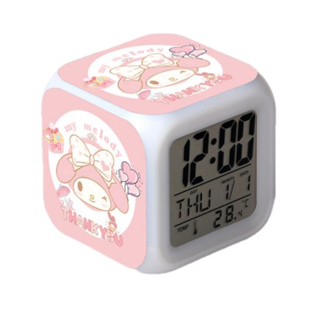 Hello Kitty Alarm Clocks Cartoon Anime Led Clock Children Bedroom Decor Kawaii Desk Clock Digital Night Light Kids Birthday Gift