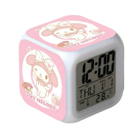 Hello Kitty Alarm Clocks Cartoon Anime Led Clock Children Bedroom Decor Kawaii Desk Clock Digital Night Light Kids Birthday Gift