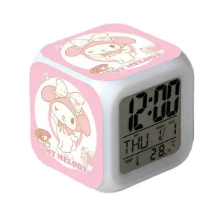 Hello Kitty Alarm Clocks Cartoon Anime Led Clock Children Bedroom Decor Kawaii Desk Clock Digital Night Light Kids Birthday Gift