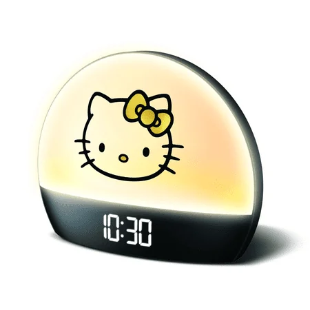 Hello Kitty Sunrise Alarm Clock - Multicolor Lights, USB Charging, LED Display, and Snooze Function - Perfect for All Ages