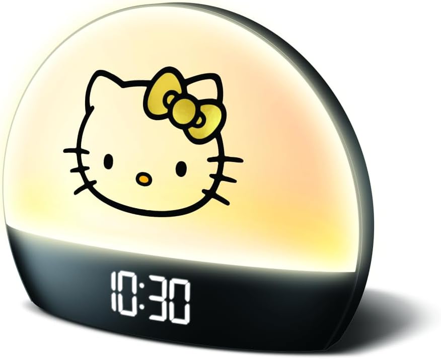 Hello Kitty Sunrise Alarm Clock - Multicolor Lights, USB Charging, LED Display, and Snooze Function