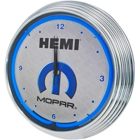 Hemi Logo Blue Light Up Neon Wall Clock 15-Inch for Mopar Vehicles