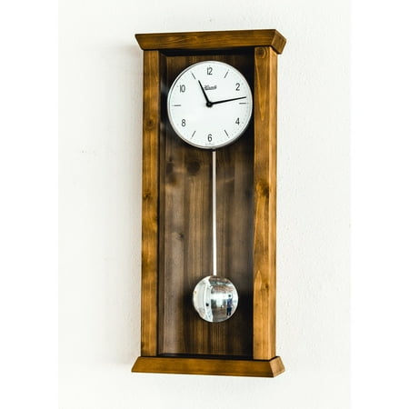 Hermle 22.5 Walnut Brown and White Rectangular Pendulum Wall Clock