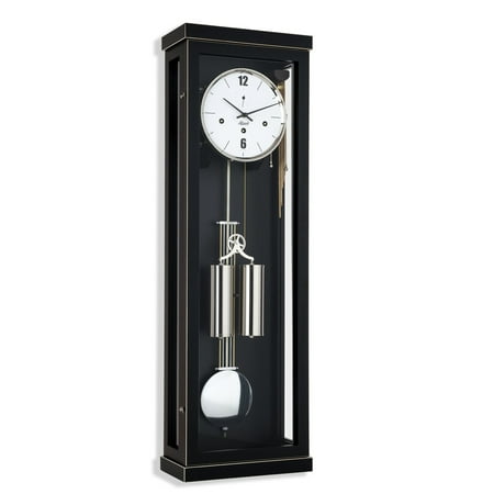 Hermle 34 Black and Silver Modern Regulator Pendulum Wall Clock