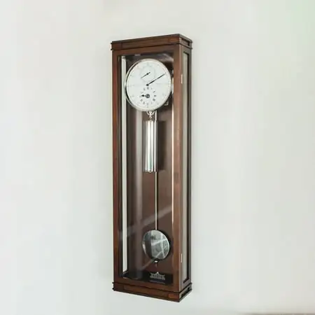 Hermle 37 Walnut Brown and White Mechanical Regulator Pendulum Wall Clock