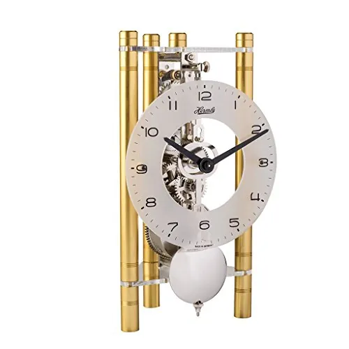 Hermle LAKIN Mechanical Mantel Clock By Hermle 23025500721 | Gold, Silver Pendulum