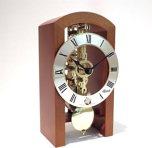 Hermle Table Clock, Wood, Cherry Brown, 18cm x 9cm x 11cm