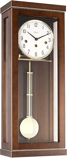 Hermle Wall Clock, Wood, Walnut, 57cm x 22,5cm x 13 cm