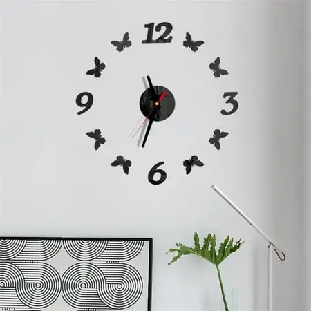 Herrnalise 3D DIY Frameless Wall Clock for LivingRoom Decor Large Modern Design Sticker Butterfly Clocks for Bedroom 3D Mirror Surface Wall Clocks Decoration Unique Stick on Wall Clocks