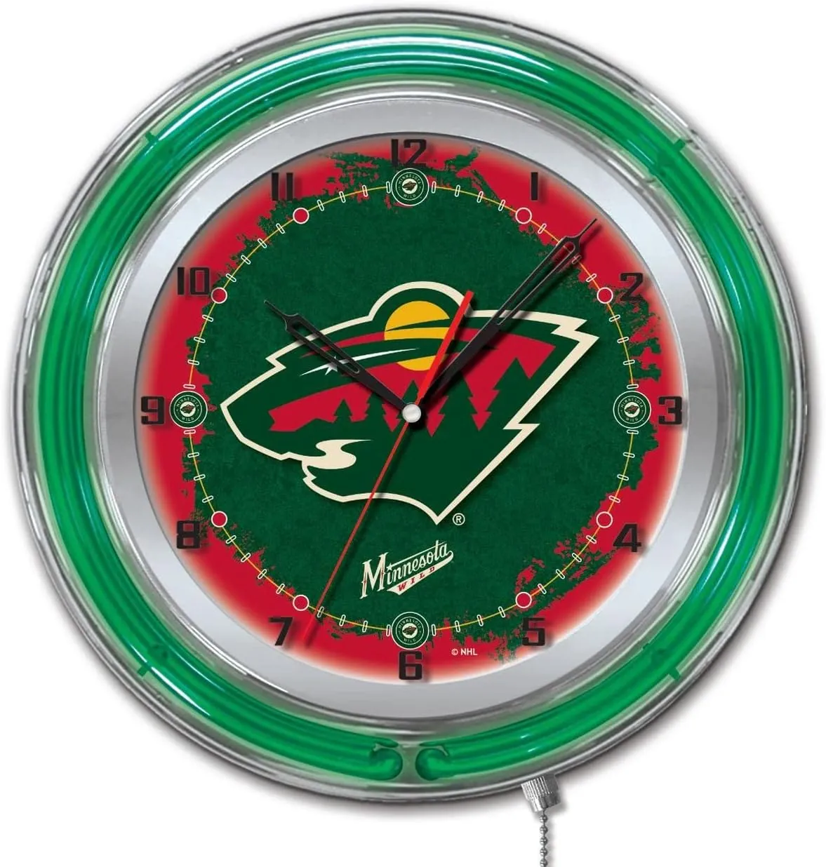 Holland Bar Stool Co. Minnesota Wild 19 Double Neon Wall Clock