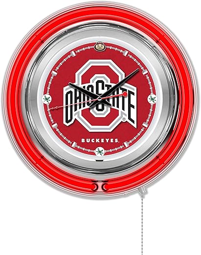 Holland Bar Stool Co. NCAA Unisex-Adult Double Neon Ring, 15" Dia. Logo Clock