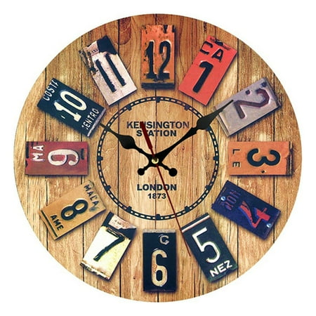 Home Decor Round Farmhouse Wall Clock 12 Inch Decorative Wood Rustic Home Decor Vintage D