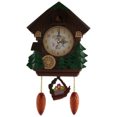 House Shape 8 Inches Wall Clock Clock Vintage Bird Timer Living Room Pendulum Clock Craft Art Clock Home Decor