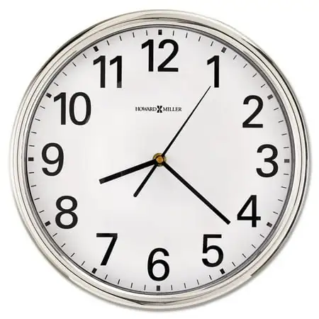 Howard Miller 625-561 Hamilton 12 in. Silver Frame Wall Clock