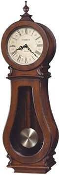 Howard Miller Decatur Wall Clock II 549-481 – Tuscany Cherry Finish, Wooden Stick Pendulum & Brass Finished Bob, Volume Control, Quartz Dual-Chime Movement