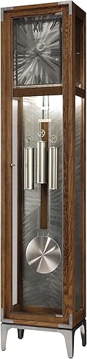 Howard Miller Decker Floor Clock 611-326 – Natural Oak Finish, Select Hardwoods & Veneers, Nickel Finished Pendulum, Machined Steel Background, Metal Base, Westminster Chime, Grandfather Clock