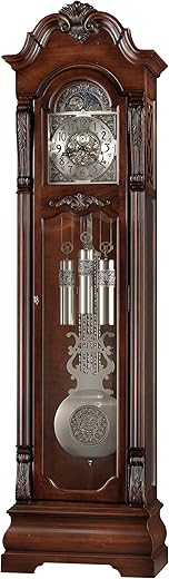 Howard Miller Fesler Grandfather Clock II, 116 Pounds Rustic Cherry Finish & Classic Style Arabic Numerals with Single-Chime German Movement, Pendulum Bob Floor Clocks for Bedroom & Living Room