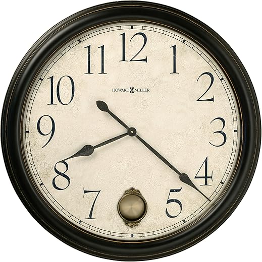 Howard Miller Glenwood Falls Gallery Wall Clock 625-444 – Oversized Black Satin with Quartz Movement