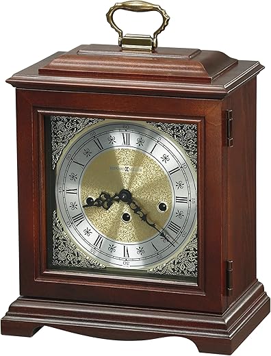 Howard Miller Graham Bracket Mantel Clock 612-437 – Windsor Cherry Finish, Classic Bracket Timepiece, Vintage Home Decor, Key-Wound, Single-Chime Movement