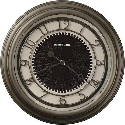 Howard Miller Kennesaw Wall Clock 625-526 – 25.5” Antique Nickel Oversized Gallery with Quartz Movement