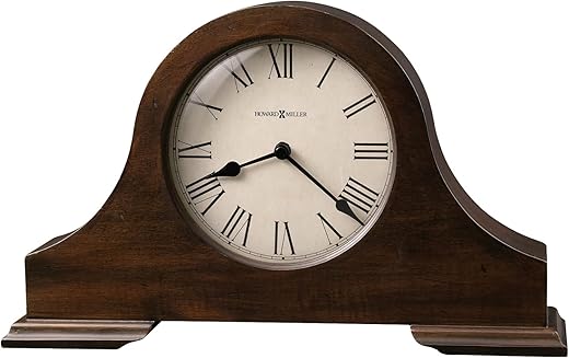 Howard Miller McCall Mantel Clock II 549-730 – Distressed Hampton Cherry Finish, Rustic Home Decor, Aged Vintage Design, Black Accents, Quartz Movement