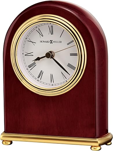 Howard Miller Rosewood Arch Table Clock 613-487 – Brass Features with Quartz, Alarm Movement