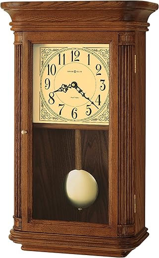 Howard Miller Westbrook Wall Clock 625-281 – Oak Yorkshire Home Decor with Wood Pendulum, Brass Bob with Quartz, Dual-Chime Movement