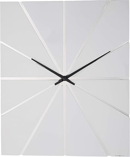 Howard Miller Zander Wall Clock 625-616 – Rectangular Oversized High-Gloss White Home Decor with Quartz Movement