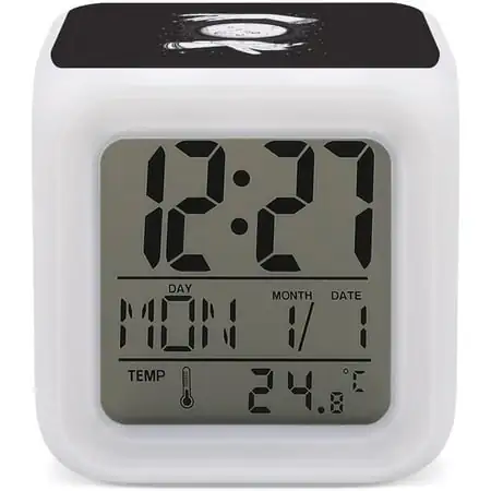 Human Hands With Moon Mini Digital Alarm Clocks, Led Night Glowing Cube Clock Desk [3207]