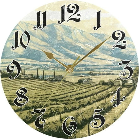 Hyjoy Wall Clock - Silent Non-Ticking, Battery Operated, 10 Inch Vintage Italian Landscape Clock Decorative for Home, Bedroom, Living Room - Modern Decor Wall Clock