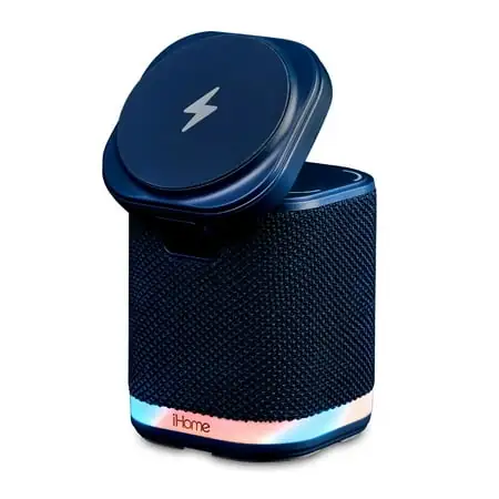 iHome Bluetooth Speaker with Wireless Charger, Charging Station with Color Changing Night Light