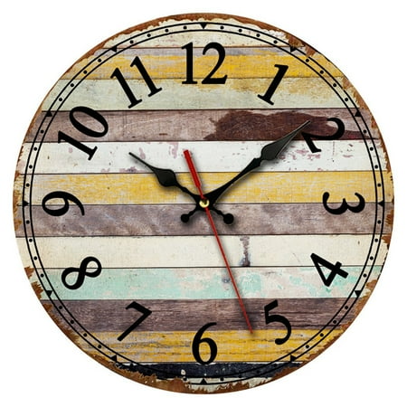 IMMEKEY Vintage Rustic Wall Clock, Silent Wooden Dial Timer Clock