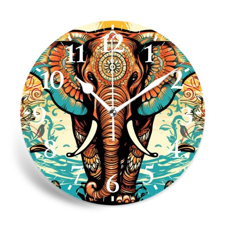 IMPCOKRU 12 inch Round White Wall Clock,3D Dinosaur forest Landscape Nature Painting,Silent Non-Ticking Wall Clock Decor for Home Office Kitchen Living Room Bedroom