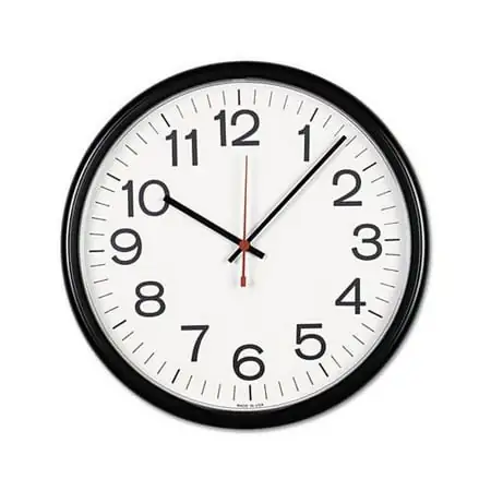 Indoor/Outdoor Round Wall Clock 13.5 Overall Diameter, Black Case, 1 AA sold separately