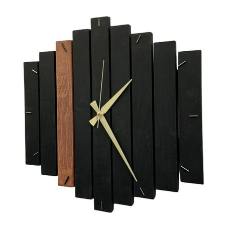 Industrial Style Wooden Wall Clock 12'' Hanging for Home Office Decoration C