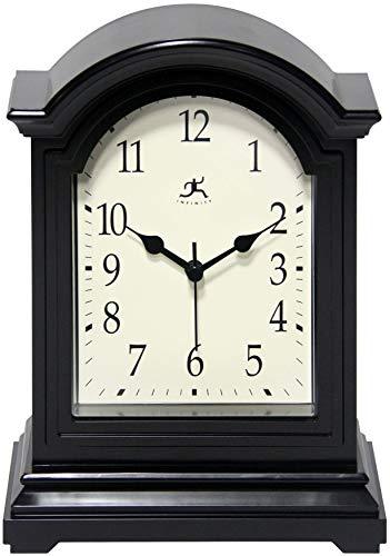 Infinity Instruments Miniature Grandfather Clock for Mantle, Vintage Tabletop Clock with Antique Design, 9x6, Black