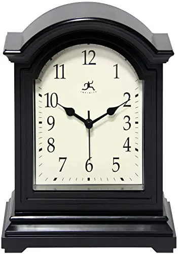 Infinity Instruments Miniature Grandfather Clock for Mantle, Vintage Tabletop Clock with Antique Design, 9x6, Black