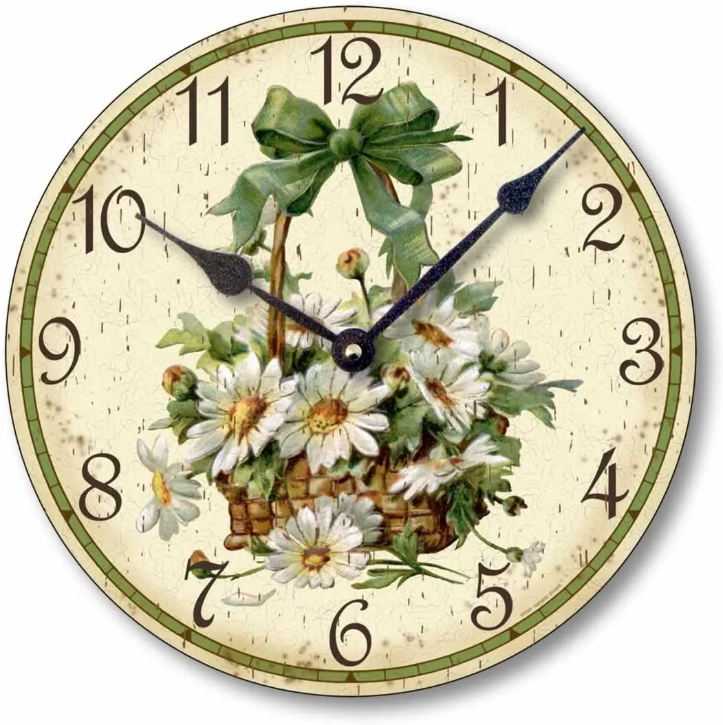 Item C6030 Vintage Victorian Style 10.5 Inch Daisies Wall Clock