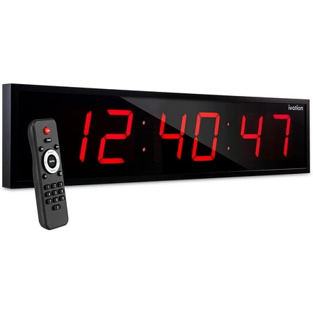 Ivation Digital LED Display Clock with Stopwatch, Alarms, Timer & Temp 24 inch