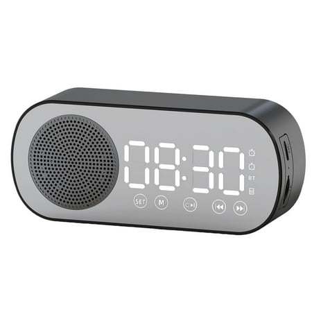 iZZZHH Smart Digital Alarm Clock Bluetooth Speaker, Supports TF/FM Radio, Powerful Subwoofer Boombox, Desktop Music Player