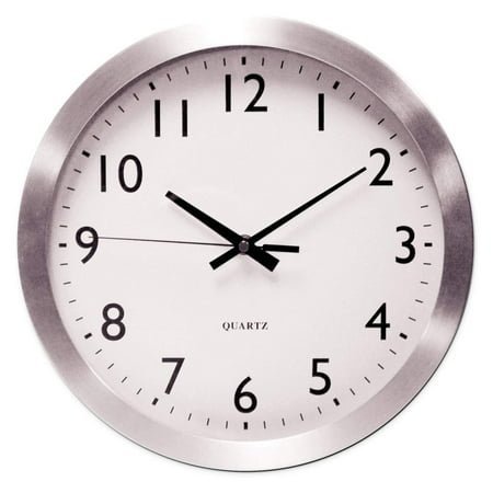 JaLuayh UNV10425 12 in. Overall Diameter Brushed Aluminum Wall Clock - Silver Case