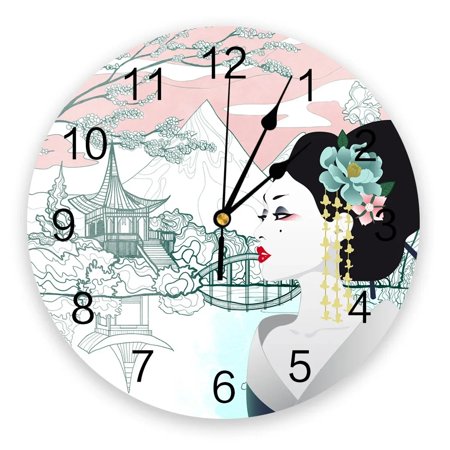 Japan Mount Fuji Cherry Blossom Wall Clocks Silent Home Cafe Office Clocks for Kitchen Wall Art Clocks