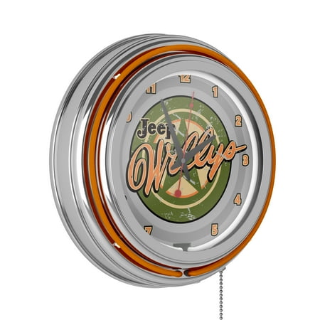 Jeep Willys Vintage Retro Neon Analog Wall Clock with Pull Chain