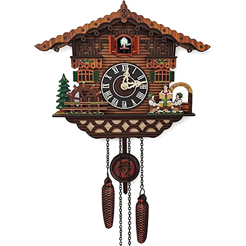 JOONIEHOUSE Traditional Black Forest Cuckoo Clock, Newly Wood Coo Coo Clock Decorative Wall Clock with Pendulum and Chiming Function - Perfect Wall Clocks for Home Livingroom Decor