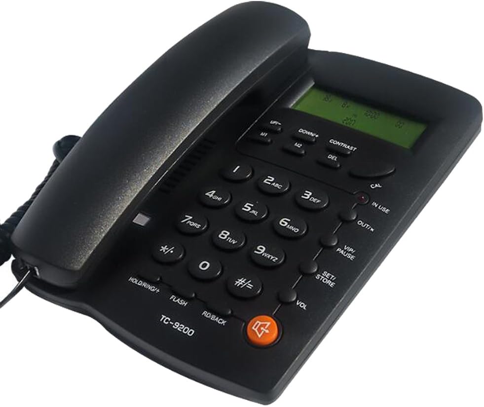 K-P032B Corded Phone with Speakerphone Home Office Landline Telephone with Caller ID Desk Phone with Alarm Clock Calculator Basic House Telephones Landline(Black)