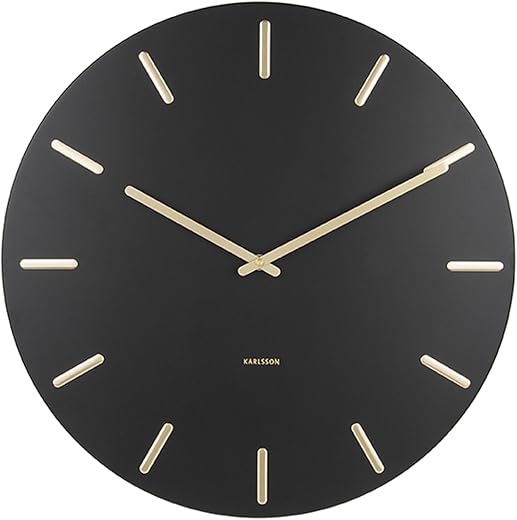 Karlsson Wall Clock Charm Steel Black with Gold 45x3.5cm,One Size